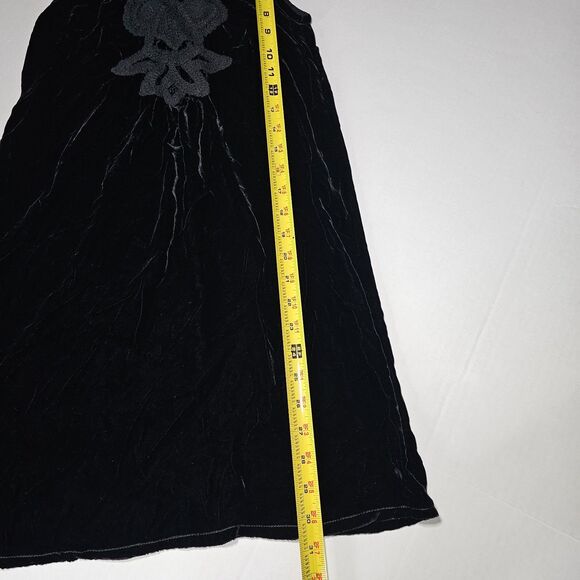Vtg Y2K Crochet Velvet Silk Blend Mini Shift Dress Max Studio S.P. Black Goth XS - Picture 11 of 12